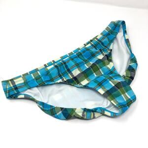 J Crew Plaid Blue Green Bikini Bottom M